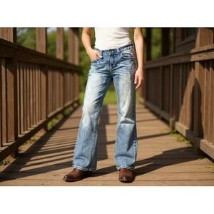 Shyanne Girls Jeans Size 16 Flared Bootcut Light Wash Distressed Denim‎ western